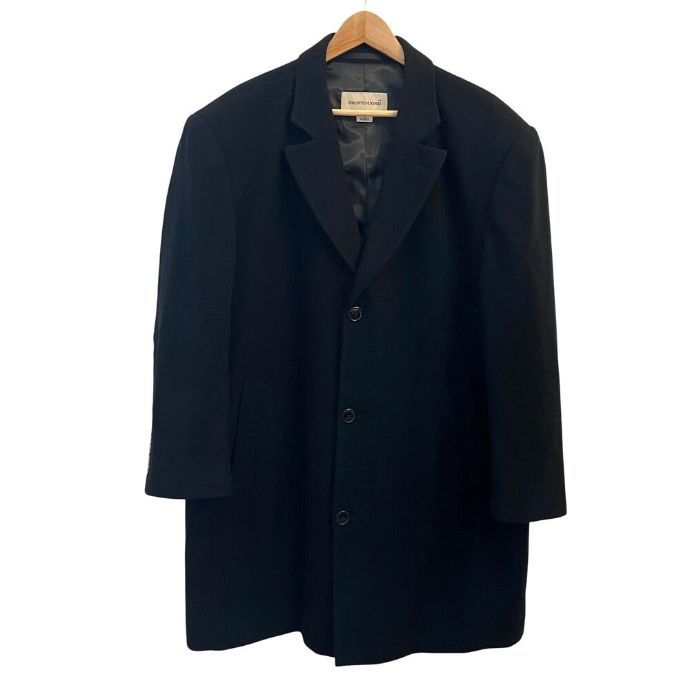 Pronto Uomo Mens Wool Cashmere Coat 42S Long Overcoat Black Dressy Formal Office
